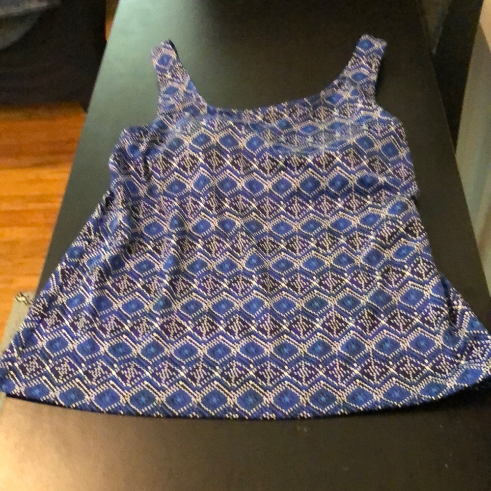 L.L. Bean Blue and White Sleeveless Tank Top
